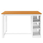 Ensemble de salle à manger 5 pièces hauteur comptoir de style ferme pour 4, ensemble table de bar en bois avec étagères de rangement et 4 chaises rembourrées