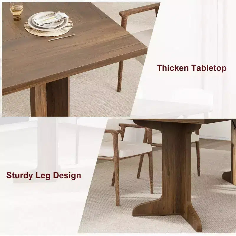 Table de salle à manger de 180 cm pour 6-8 personnes, table de cuisine de style campagnard avec grand plateau, table de repas rectangulaire pour salle à manger, salon.