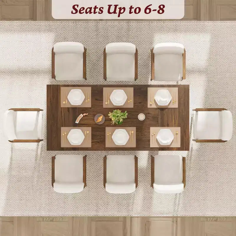 Table de salle à manger de 180 cm pour 6-8 personnes, table de cuisine de style campagnard avec grand plateau, table de repas rectangulaire pour salle à manger, salon.