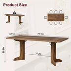 Table de salle à manger de 180 cm pour 6-8 personnes, table de cuisine de style campagnard avec grand plateau, table de repas rectangulaire pour salle à manger, salon.