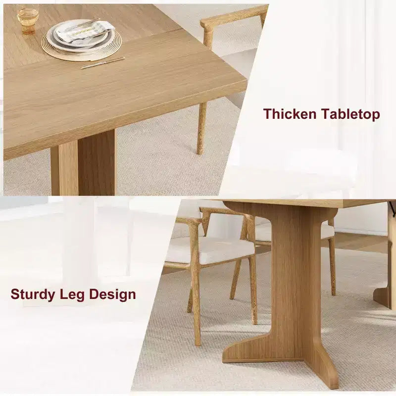 Table de salle à manger de 180 cm pour 6-8 personnes, table de cuisine de style campagnard avec grand plateau, table de repas rectangulaire pour salle à manger, salon.