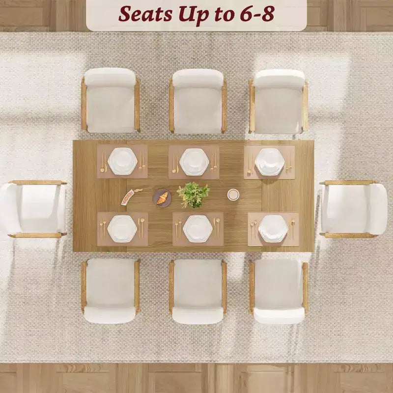 Table de salle à manger de 180 cm pour 6-8 personnes, table de cuisine de style campagnard avec grand plateau, table de repas rectangulaire pour salle à manger, salon.