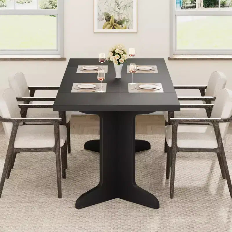 Table de salle à manger de 180 cm pour 6-8 personnes, table de cuisine de style campagnard avec grand plateau, table de repas rectangulaire pour salle à manger, salon.