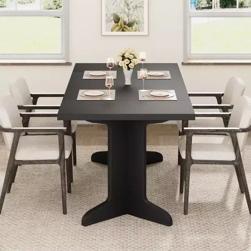Table de salle à manger de 180 cm pour 6-8 personnes, table de cuisine de style campagnard avec grand plateau, table de repas rectangulaire pour salle à manger, salon.