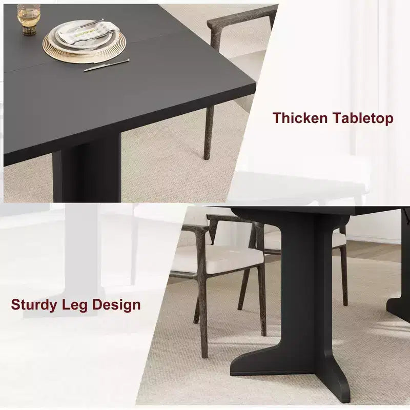 Table de salle à manger de 180 cm pour 6-8 personnes, table de cuisine de style campagnard avec grand plateau, table de repas rectangulaire pour salle à manger, salon.