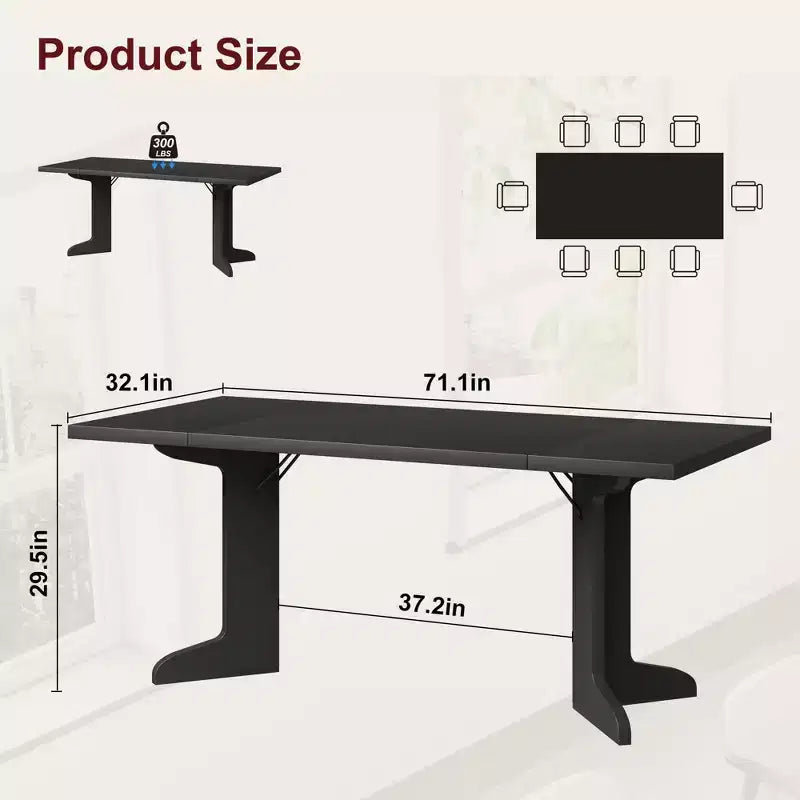 Table de salle à manger de 180 cm pour 6-8 personnes, table de cuisine de style campagnard avec grand plateau, table de repas rectangulaire pour salle à manger, salon.