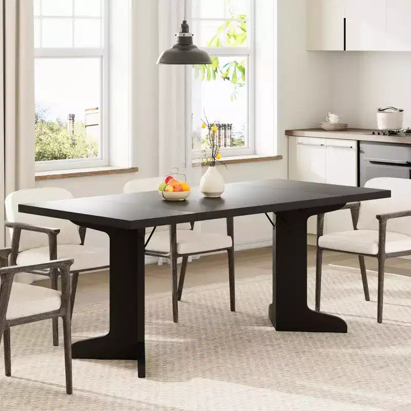 Table de salle à manger de 180 cm pour 6-8 personnes, table de cuisine de style campagnard avec grand plateau, table de repas rectangulaire pour salle à manger, salon.