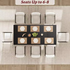 Table de salle à manger de 180 cm pour 6-8 personnes, table de cuisine de style campagnard avec grand plateau, table de repas rectangulaire pour salle à manger, salon.