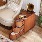 Table d'appoint en bois à 3 tiroirs Lantine, table d'appoint de canapé moderne et table de chevet mince pour salon, chambre à coucher, noyer, aucun assemblage requis