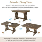 Ensemble de salle à manger extensible 7 pièces pour 6 personnes, ensemble de table de cuisine de style campagnard avec 6 chaises rembourrées pour salle à manger, gris