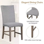 Ensemble de salle à manger extensible 7 pièces pour 6 personnes, ensemble de table de cuisine de style campagnard avec 6 chaises rembourrées pour salle à manger, gris