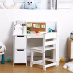 Ensemble bureau et chaise pour enfants Table d'étude en bois avec étagère de rangement et tableau d'affichage pour la maison/l'école
