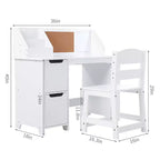 Ensemble bureau et chaise pour enfants Table d'étude en bois avec étagère de rangement et tableau d'affichage pour la maison/l'école
