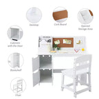 Ensemble bureau et chaise pour enfants Table d'étude en bois avec étagère de rangement et tableau d'affichage pour la maison/l'école