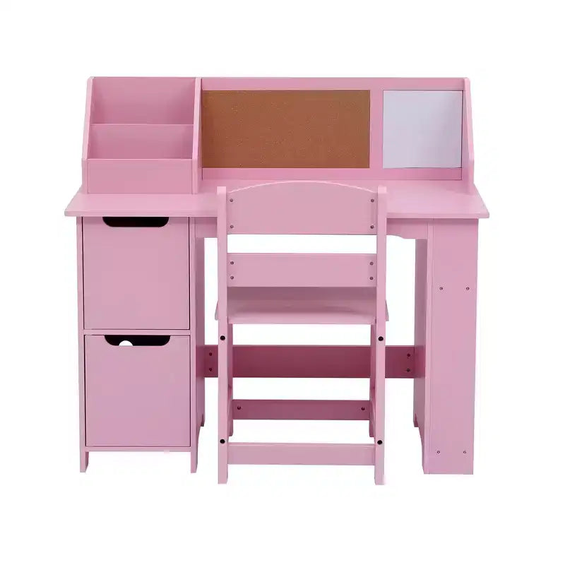 Ensemble bureau et chaise pour enfants Table d'étude en bois avec étagère de rangement et tableau d'affichage pour la maison/l'école