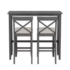 Ensemble de 3 pièces table de salle à manger hauteur de bar en bois, coin repas rectangulaire de style ferme avec 2 chaises pour petits espaces