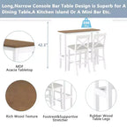 Ensemble de 3 pièces table de salle à manger hauteur de bar en bois, coin repas rectangulaire de style ferme avec 2 chaises pour petits espaces