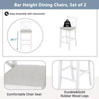 Ensemble de 3 pièces table de salle à manger hauteur de bar en bois, coin repas rectangulaire de style ferme avec 2 chaises pour petits espaces