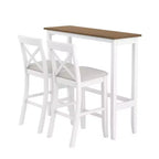 Ensemble de 3 pièces table de salle à manger hauteur de bar en bois, coin repas rectangulaire de style ferme avec 2 chaises pour petits espaces