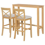 Ensemble de 3 pièces table de salle à manger hauteur de bar en bois, coin repas rectangulaire de style ferme avec 2 chaises pour petits espaces