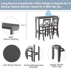 Ensemble de 3 pièces table de salle à manger hauteur de bar en bois, coin repas rectangulaire de style ferme avec 2 chaises pour petits espaces