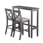 Ensemble de 3 pièces table de salle à manger hauteur de bar en bois, coin repas rectangulaire de style ferme avec 2 chaises pour petits espaces