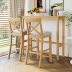 Ensemble de 3 pièces table de salle à manger hauteur de bar en bois, coin repas rectangulaire de style ferme avec 2 chaises pour petits espaces