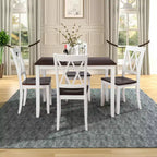 Ensemble de salle à manger 5 pièces pour 4 personnes, ensemble de table de cuisine rectangulaire en bois avec 4 chaises, ensemble de salle à manger de style ferme pour la cuisine