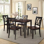 Ensemble de salle à manger 5 pièces pour 4 personnes, ensemble de table de cuisine rectangulaire en bois avec 4 chaises, ensemble de salle à manger de style ferme pour la cuisine