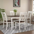 Ensemble de salle à manger 5 pièces pour 4 personnes, ensemble de table de cuisine rectangulaire en bois avec 4 chaises, ensemble de salle à manger de style ferme pour la cuisine