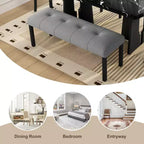 Ensemble de table à manger effet marbre pour 6 personnes, table à manger rectangulaire 6 pièces avec 4 chaises rembourrées et 1 banc pour salle à manger