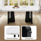 Ensemble de table à manger effet marbre pour 6 personnes, table à manger rectangulaire 6 pièces avec 4 chaises rembourrées et 1 banc pour salle à manger