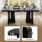 Ensemble de table à manger effet marbre pour 6 personnes, table à manger rectangulaire 6 pièces avec 4 chaises rembourrées et 1 banc pour salle à manger