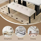 Ensemble de table à manger effet marbre pour 6 personnes, table à manger rectangulaire 6 pièces avec 4 chaises rembourrées et 1 banc pour salle à manger