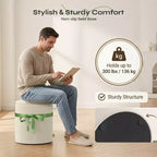 Pinmoco Pouf Rond avec Rangement Lot de 2, Pouf Table Basse, Tabouret de Coiffeuse en Velours Côtelé pour Chambre, Repose-Pieds pour Salon