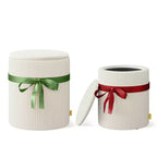 Pinmoco Pouf Rond avec Rangement Lot de 2, Pouf Table Basse, Tabouret de Coiffeuse en Velours Côtelé pour Chambre, Repose-Pieds pour Salon