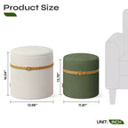Pinmoco Pouf Rond avec Rangement Lot de 2, Pouf Table Basse, Tabouret de Coiffeuse en Velours Côtelé pour Chambre, Repose-Pieds pour Salon