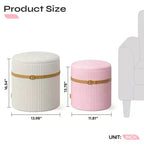 Pinmoco Pouf Rond avec Rangement Lot de 2, Pouf Table Basse, Tabouret de Coiffeuse en Velours Côtelé pour Chambre, Repose-Pieds pour Salon