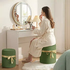 Pinmoco Pouf Rond avec Rangement Lot de 2, Pouf Table Basse, Tabouret de Coiffeuse en Velours Côtelé pour Chambre, Repose-Pieds pour Salon