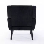Fauteuil d'appoint en velours Etokfoks avec siège rembourré ergonomique, dossier et accoudoirs capitonnés, pieds en bois massif noir 29.5L x 29.5P x 34.6H pouces