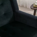 Fauteuil d'appoint en velours Etokfoks avec siège rembourré ergonomique, dossier et accoudoirs capitonnés, pieds en bois massif noir 29.5L x 29.5P x 34.6H pouces