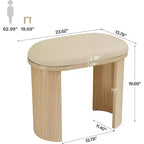 Lantine Tabouret de vanité 23,6 pouces, Repose-pieds ottoman pour canapé avec coussin, Petit banc d'entrée pour salon, chambre, salle de maquillage, Beige