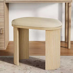 Lantine Tabouret de vanité 23,6 pouces, Repose-pieds ottoman pour canapé avec coussin, Petit banc d'entrée pour salon, chambre, salle de maquillage, Beige