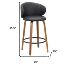 HomeRoots Lot de Deux Chaises de Bar à Dossier Bas Hauteur Comptoir en Similicuir Noir et Marron et Bois Massif 26 po