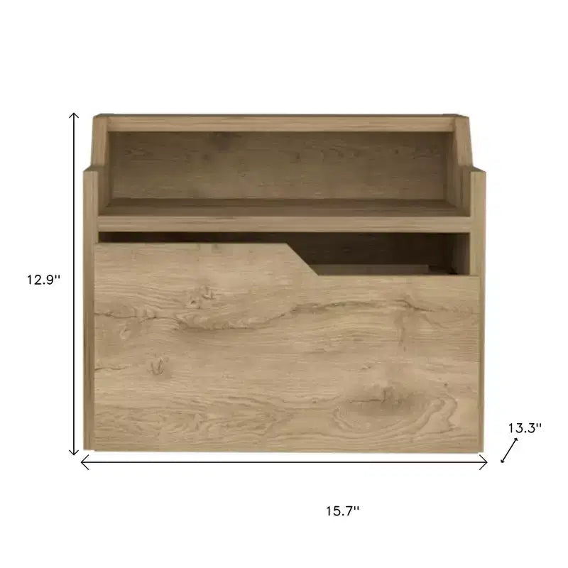 HomeRoots Table de chevet flottante à un tiroir en bois beige 13