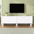 JVNOXK 70-inch Wave-Style TV Console with Adjustable Shelves and 4 Cabinets, Accommodates TVs up to 75 inches; Ideal for Living Rooms, White
