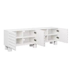 JVNOXK Meuble TV style vague de 70 pouces avec étagères réglables et 4 armoires, compatible avec les téléviseurs jusqu'à 75 pouces ; Idéal pour les salons, Blanc