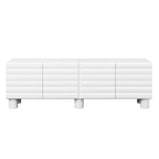 JVNOXK Meuble TV style vague de 70 pouces avec étagères réglables et 4 armoires, compatible avec les téléviseurs jusqu'à 75 pouces ; Idéal pour les salons, Blanc