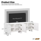 JVNOXK Meuble TV style vague de 70 pouces avec étagères réglables et 4 armoires, compatible avec les téléviseurs jusqu'à 75 pouces ; Idéal pour les salons, Blanc
