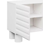 JVNOXK Meuble TV style vague de 70 pouces avec étagères réglables et 4 armoires, compatible avec les téléviseurs jusqu'à 75 pouces ; Idéal pour les salons, Blanc